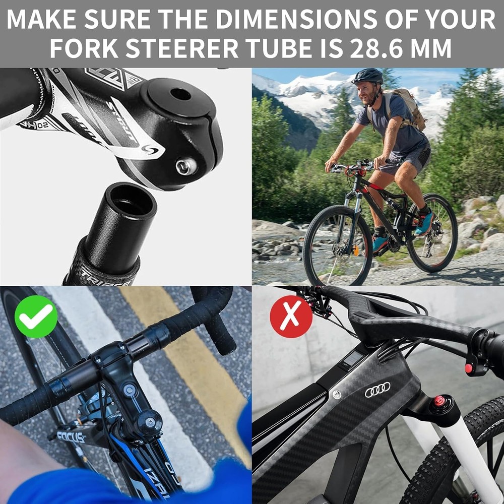 Bike Stem Riser Adjustable,Handlebar Extender, Increases Height 1-1/8", Black