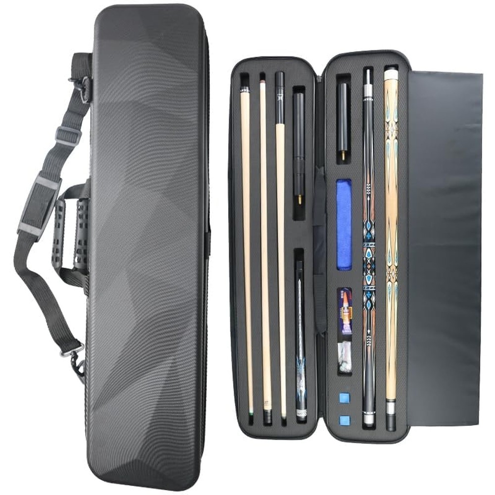 ABS Material Hard Pool Cue Case 2x3 for 1/2 Pool Cues,Durable Construction,Pr...
