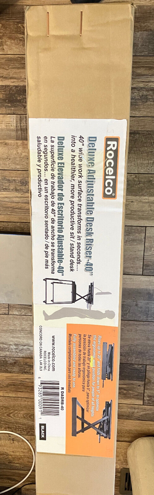 Rocelco 40" Large Height Adjustable Standing Desk Converter - Quick Sit Stand Up