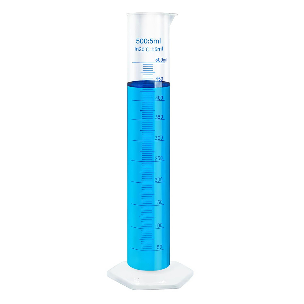 500Ml Plastic Measuring Graduated Cylinder, Polypropylene Plastic, 2-Sided Marki