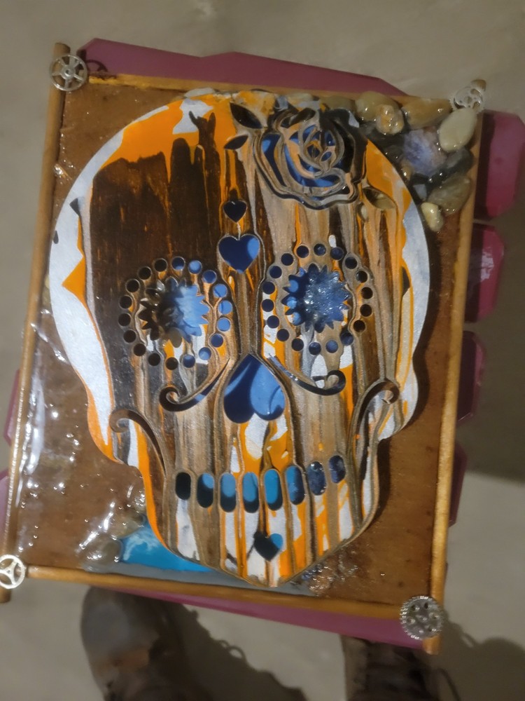 Wooden Dual Sided Painted Skull...