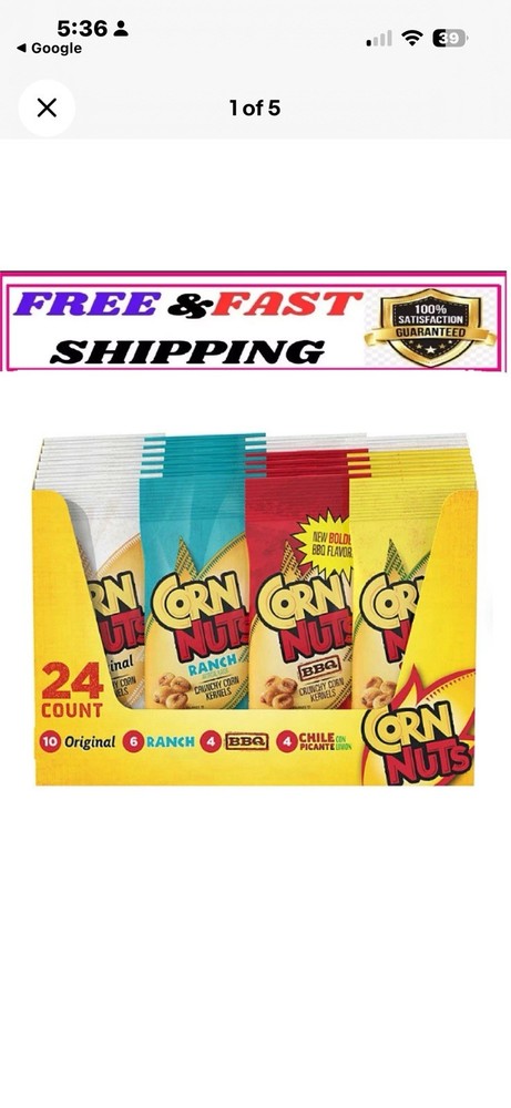 Corn Nuts Crunchy Corn Snacks, Variety Pack, 1.7 oz., 24 pk.