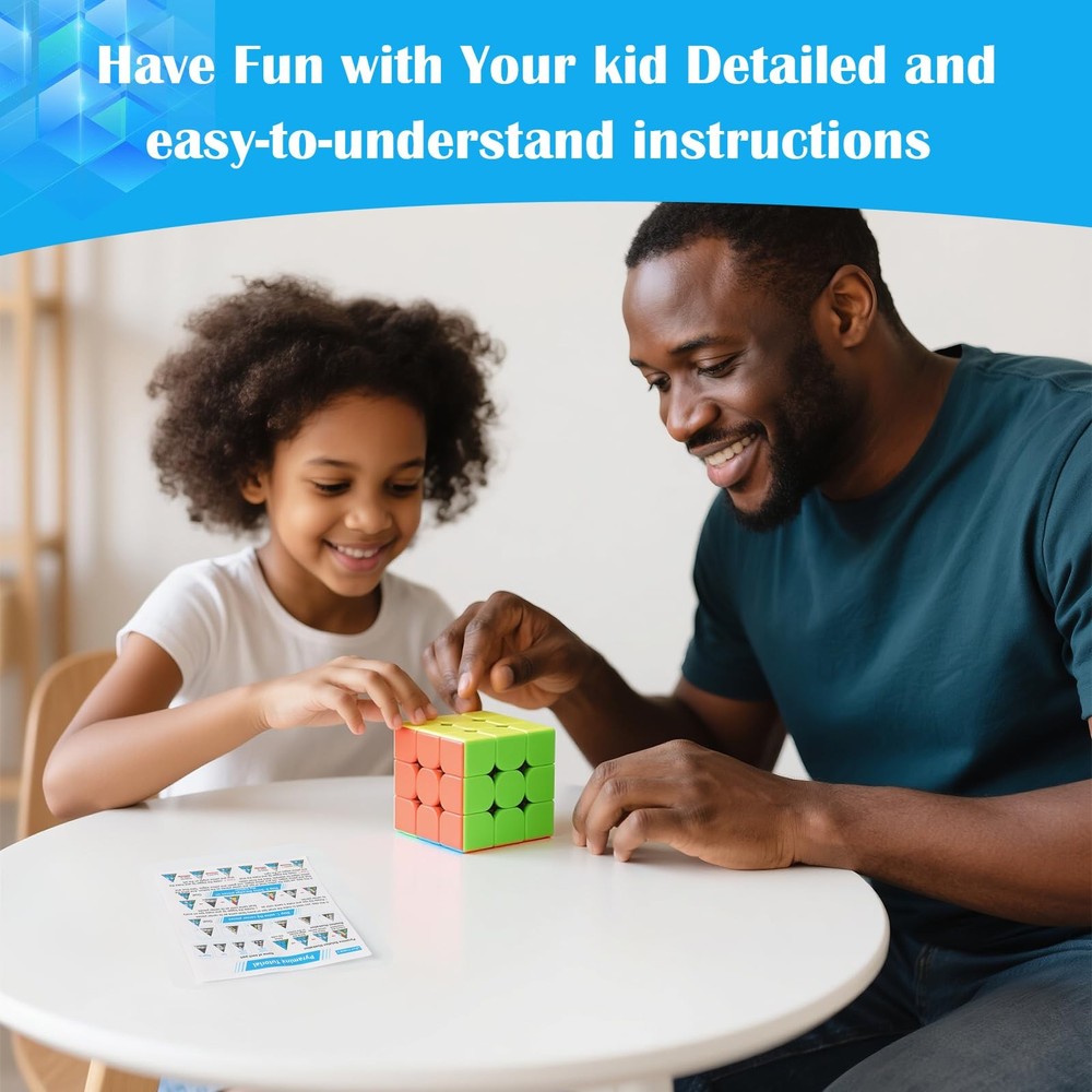 3x3 Speed ​​Cube with Stand and Tutorial: Brain Teaser for Problem Solving