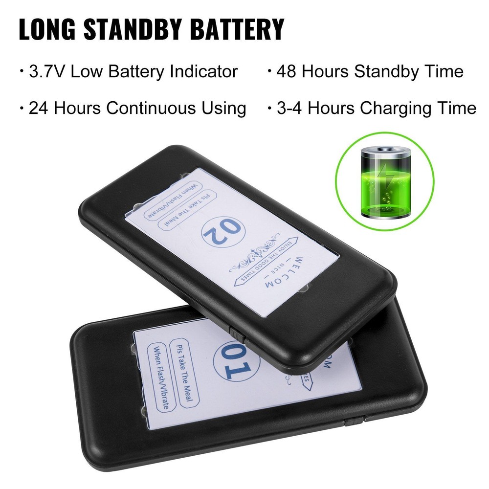 Portable Wireless Call System 16 Pagers 98 Beepers Touch Key Vibration Flash