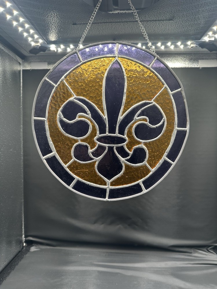 Fleur De Lis Stained Glass Panel 10” X 10”