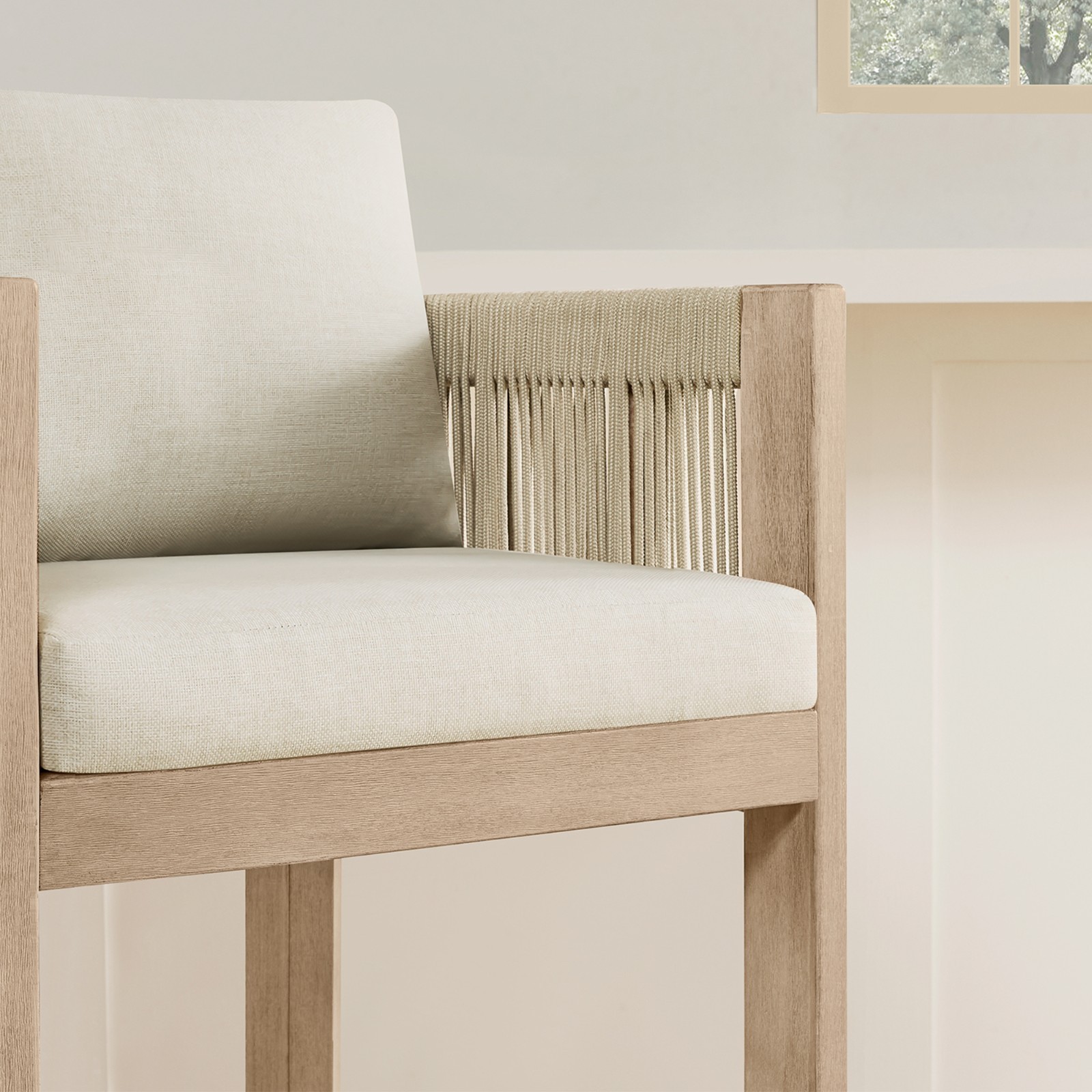 CHITA Cord Braid Barstools Set of 2,Modern Outdoor Woven Rope Counter Stools