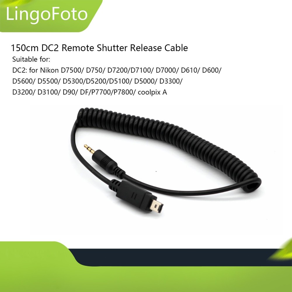 150cm DC2 Remote Shutter Release Cable for Nikon D7500/D750/ D7200/D600/D5500