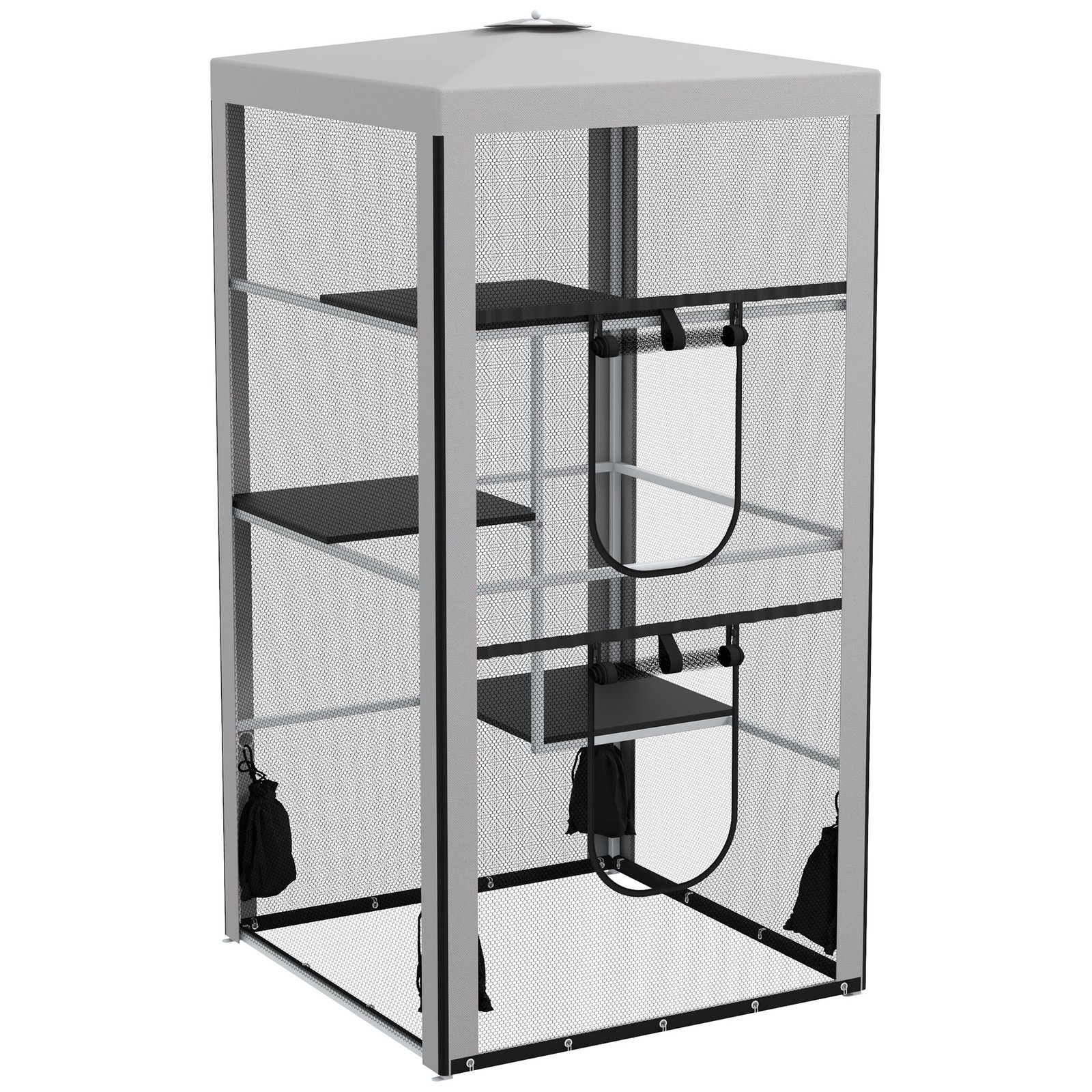 Large Indoor/Outdoor Cat House Playpen with 3 Platforms Door