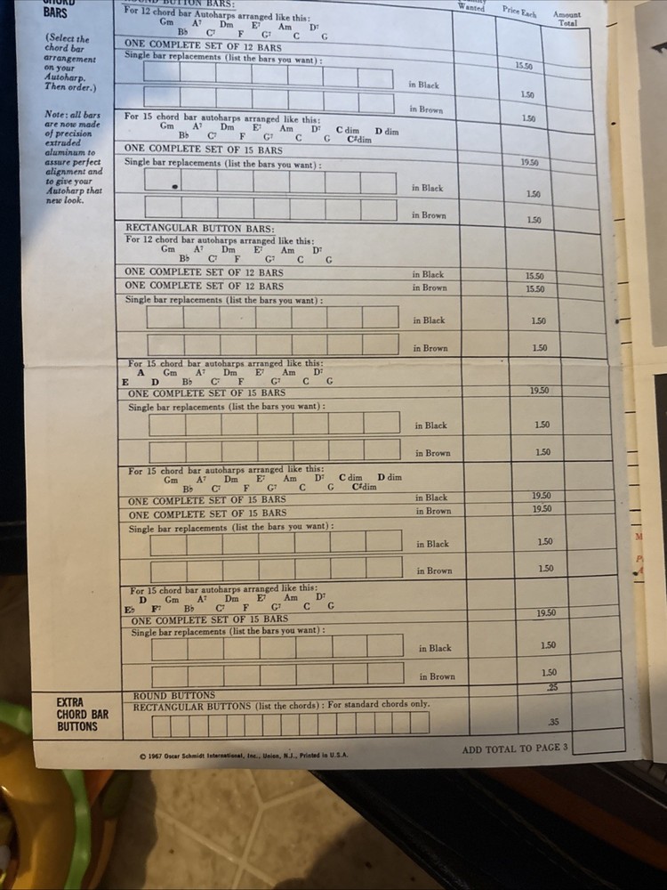 Autoharp Oscar Schmidt Model OS15B 15 chords 36 String
