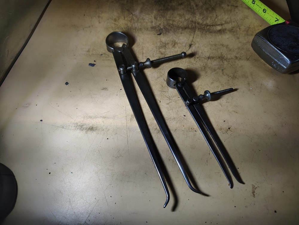 Vintage Starrett 8", 5" Spring Joint Flat Leg Inside Calipers