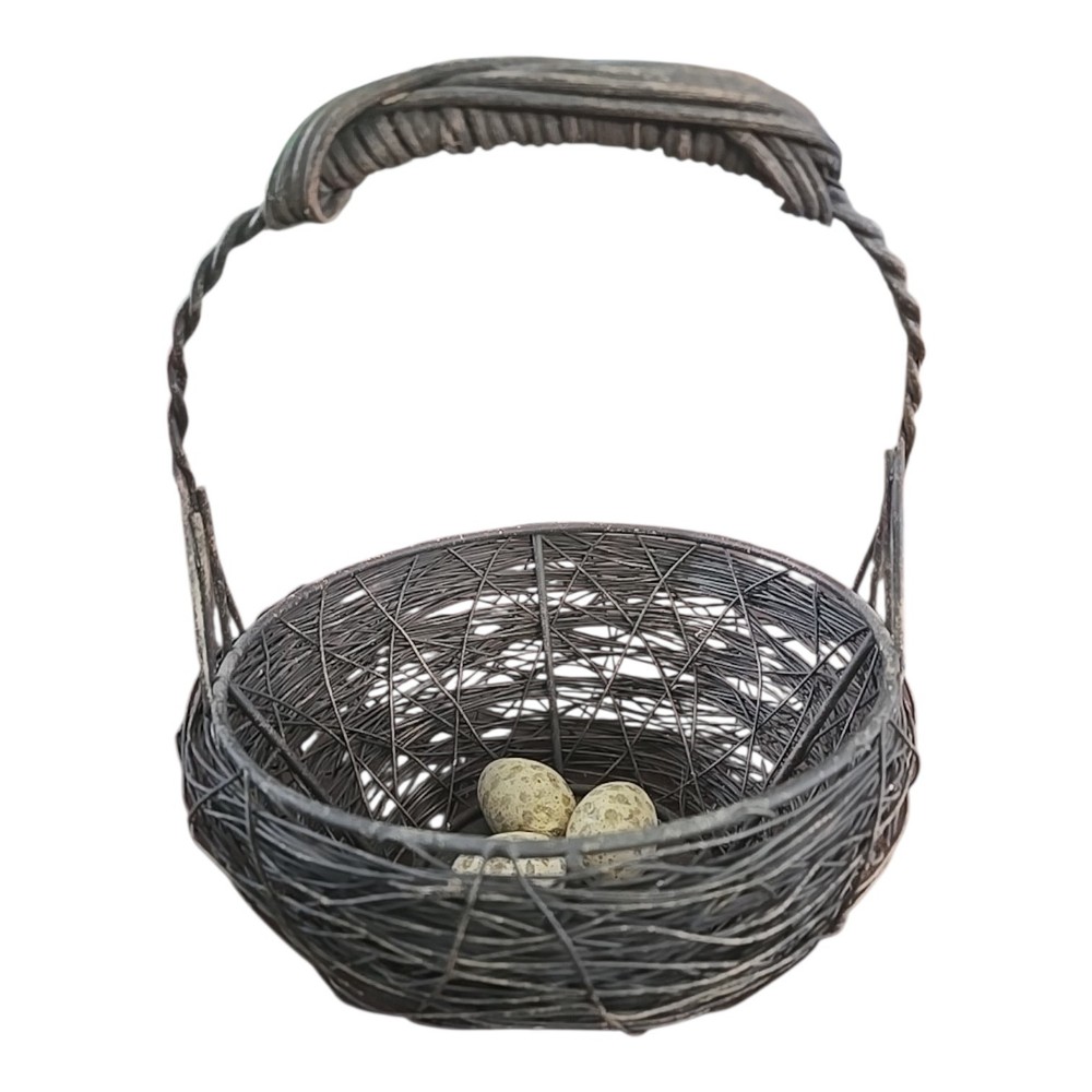 VTG Decorative Easter Egg Wire Basket Eggs - Spring Farmhouse