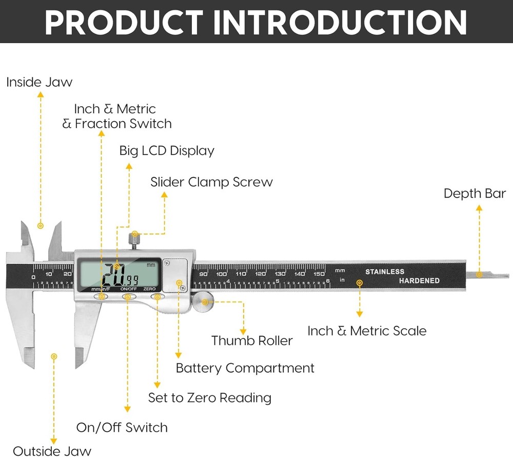 Digital Caliper 6 Inch Measuring Tool LCD New