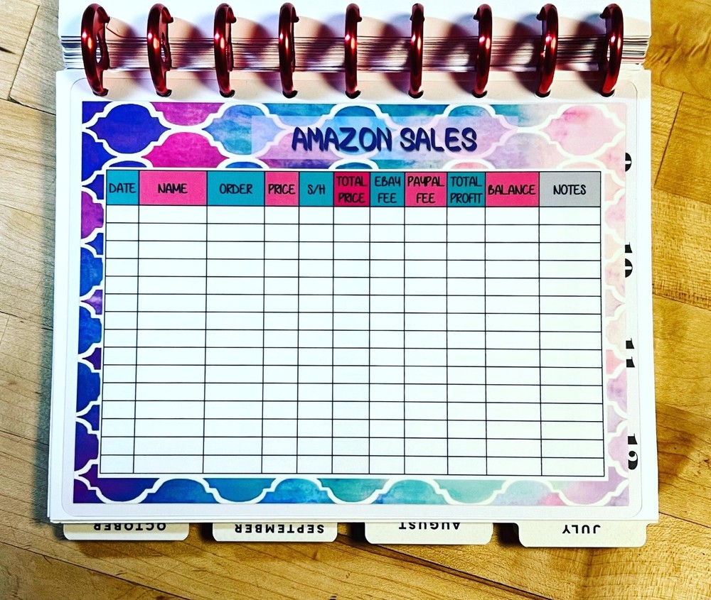 Amazon Sales Two Sided Dashboard Insert for use with Classic HAPPY Planner