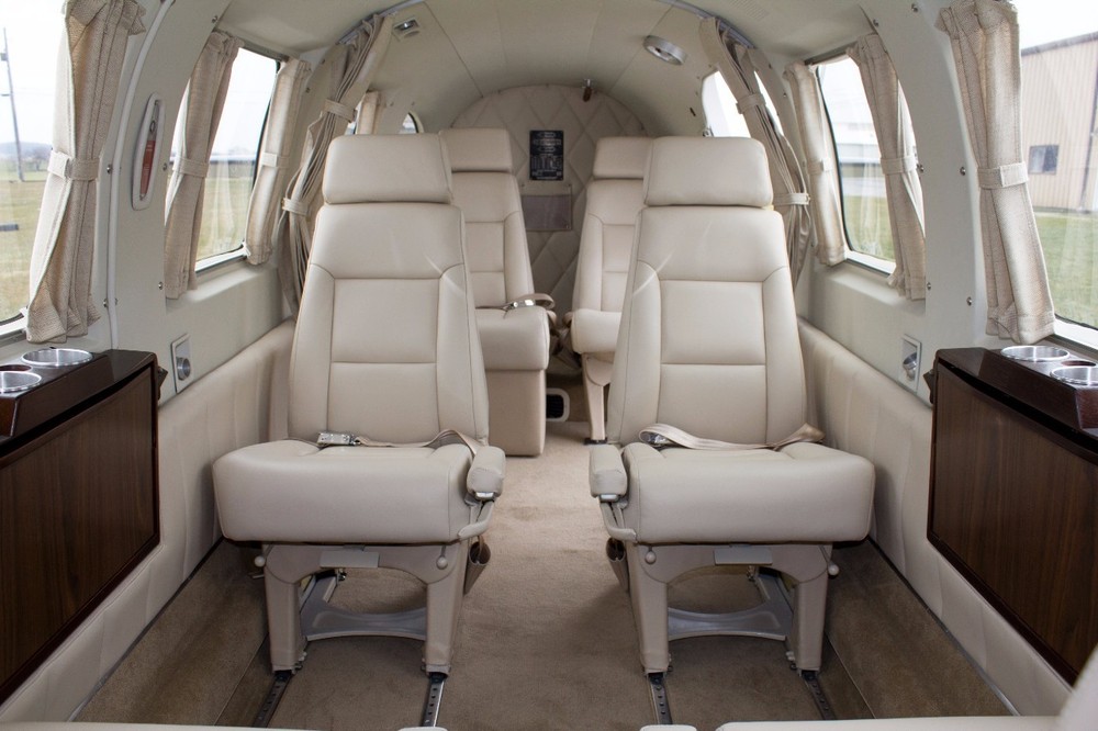 Beechcraft King Air 200 custom leather interior