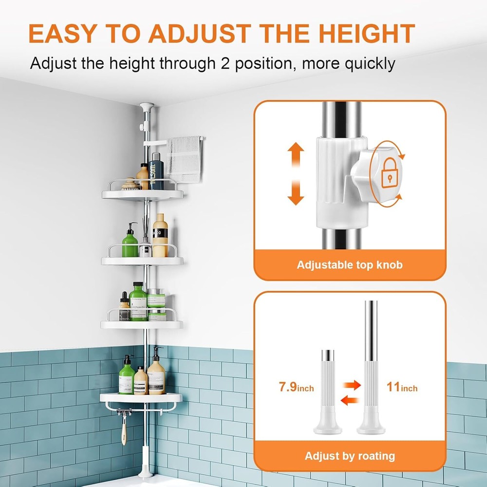 Rustproof 4-Tier Shampoo Organizer for Shower