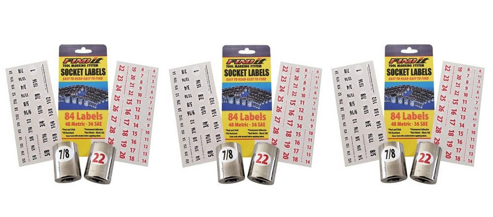 Master Set Eye Saver Chrome Labels for Socket Sets Wrenches foil decals NY
