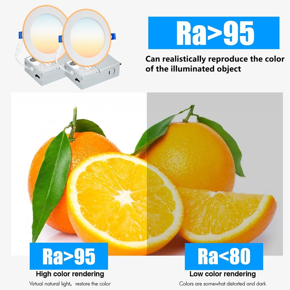 6 Pack 4 Inch Ultra-Thin LED Recessed Ceiling Light with Junction Box DIMMABLE
