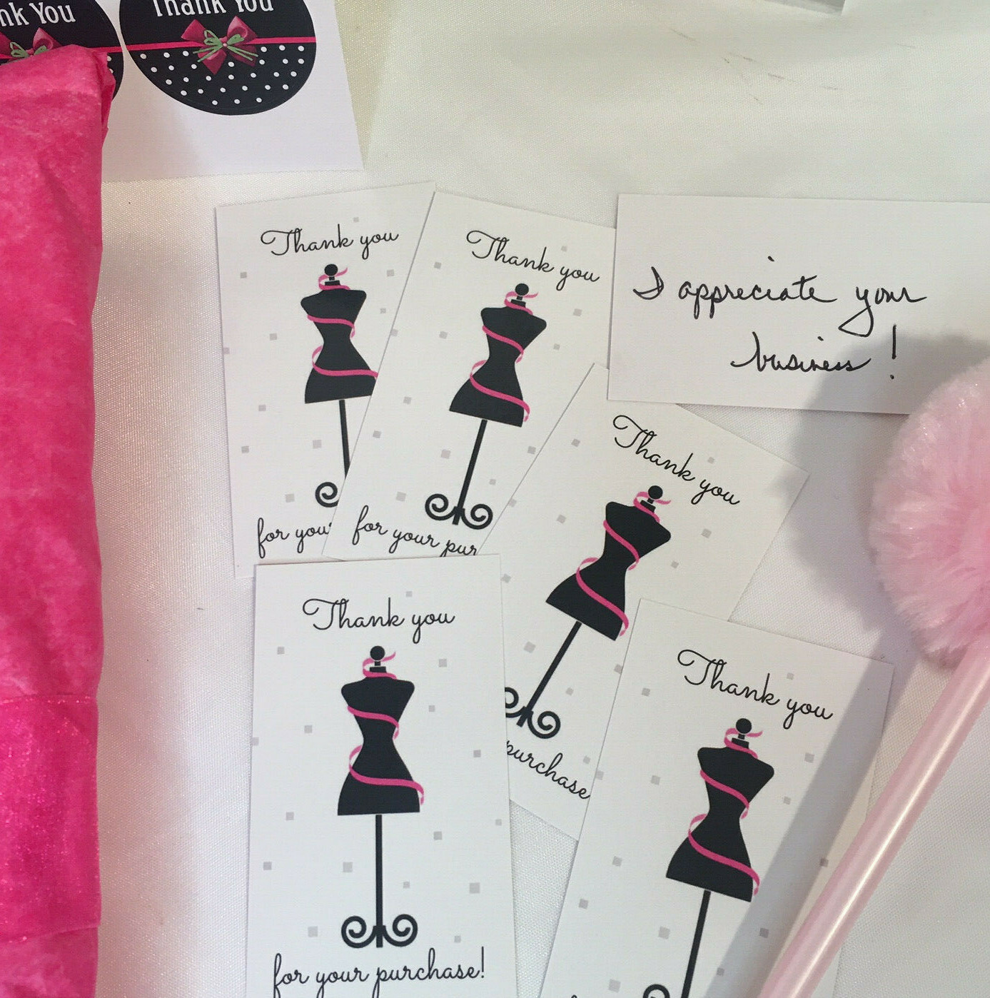 120x Business Thank You For Your Purchase Cards Stickers, Ladies Fashion