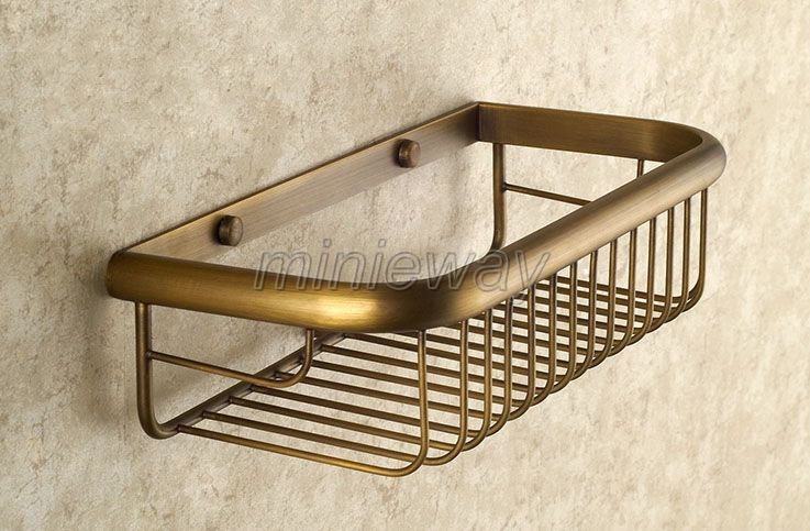 300mm Antique brass Wall Mounted Bathroom Shower Shelf Storage Basket mba523