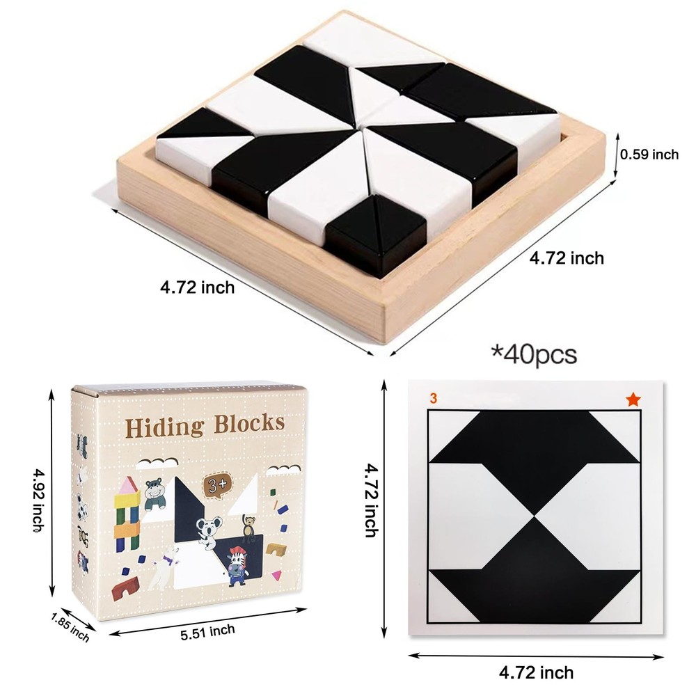 Block Puzzle, Plastic Cube Puzzle with Storage Tray Geometric Shape Pattern J...