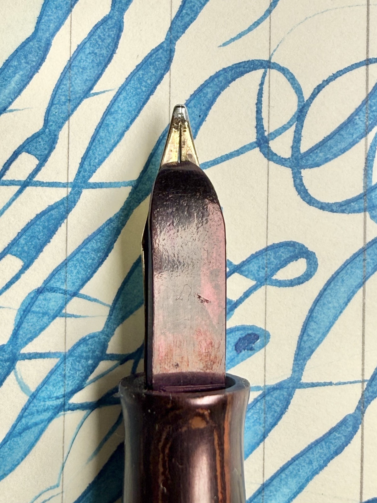 Waterman 52 Red Ripple 14K Gold nib super flex wet noodle (video)