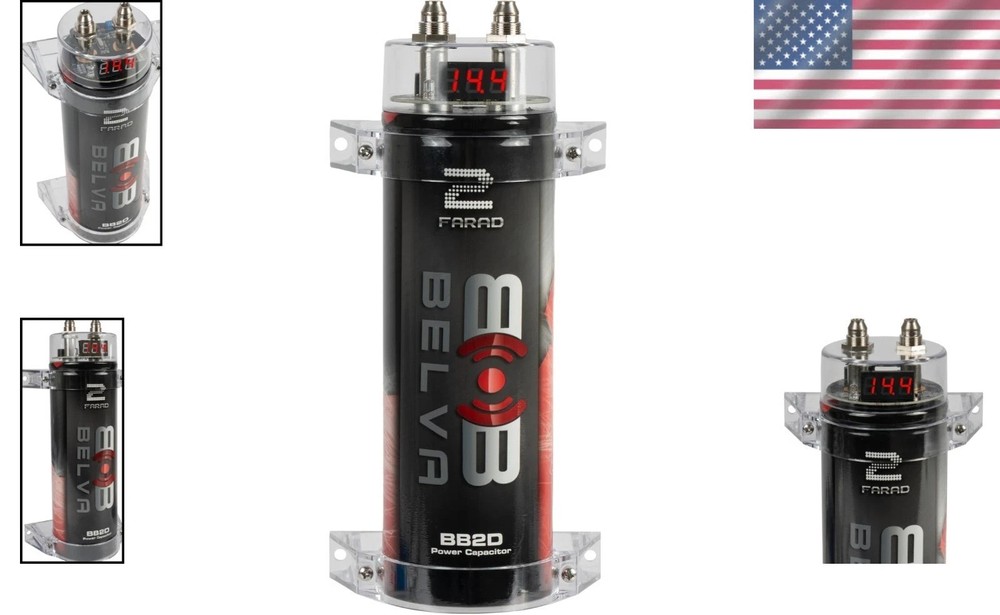 High-Performance 2.0 Farad Capacitor with Red Display, Ideal for 2000W Systems