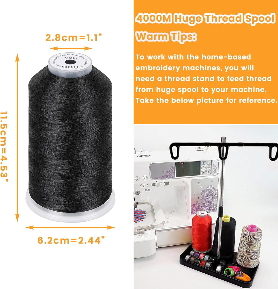 - Single Huge Spool 4000M Each Polyester Embroidery Machine Thread 40WT for Comm