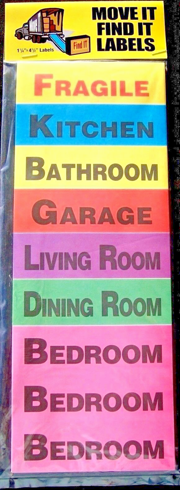 MOVE IT FIND IT: 90 Household Assorted Moving Labels For Packing & Storing