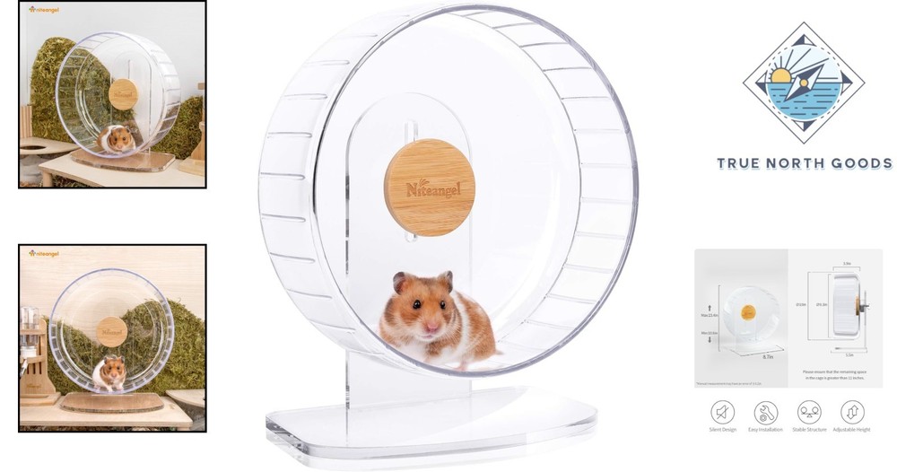 Whisper Quiet Hamster Exercise Wheel - Adjustable Stand, Perfect for Small Pets