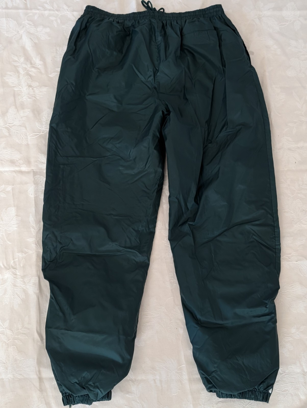 VTG Jerzees Dark Green Jogger Pants Mens XL Lined Windbreaker Ankle Zip Nylon