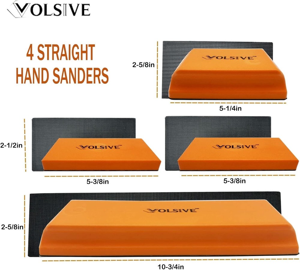 7pcs Hand Sanding Block Set, Rectangle Handheld Sanding Pad, Hook and Loop