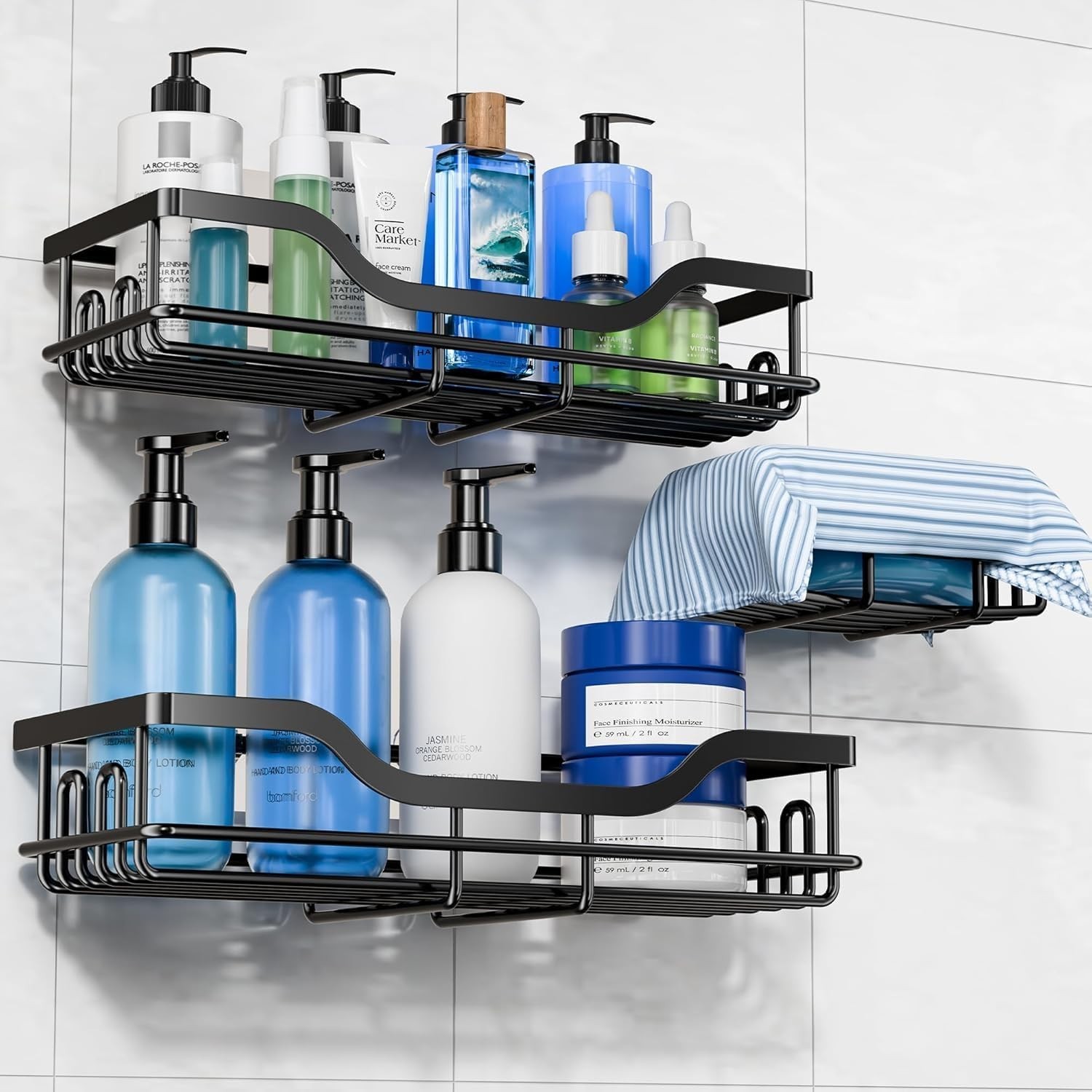 Chic 3-Pack Rustproof Shower Caddy & Soap Holder - Easy No-Drill Installation