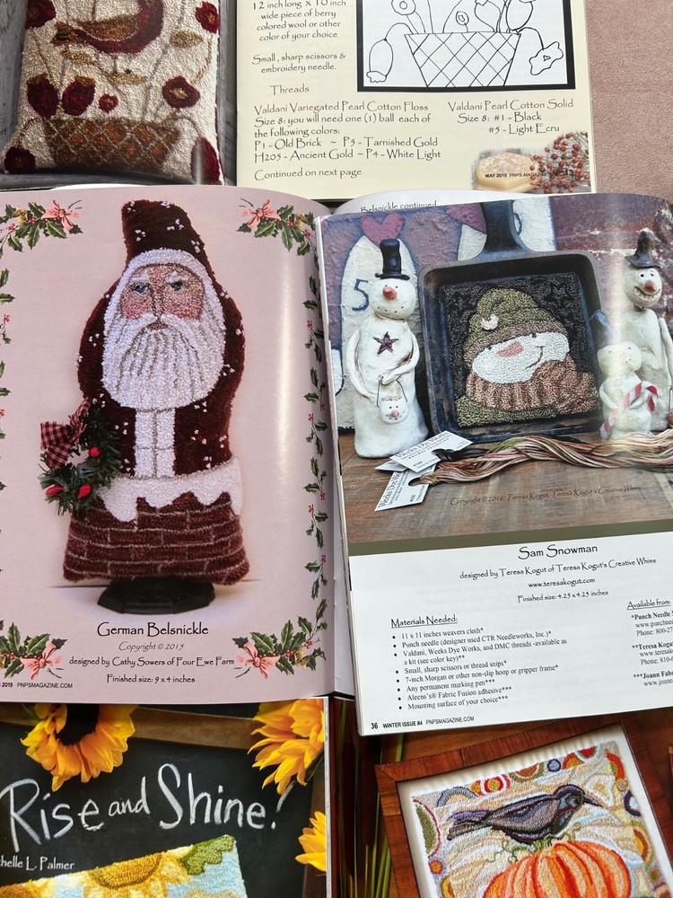 8 PUNCH NEEDLE & PRIMITIVE STITCHER MAGAZINE, PUNCHNEEDLE CROSS STITCH PATTERNS