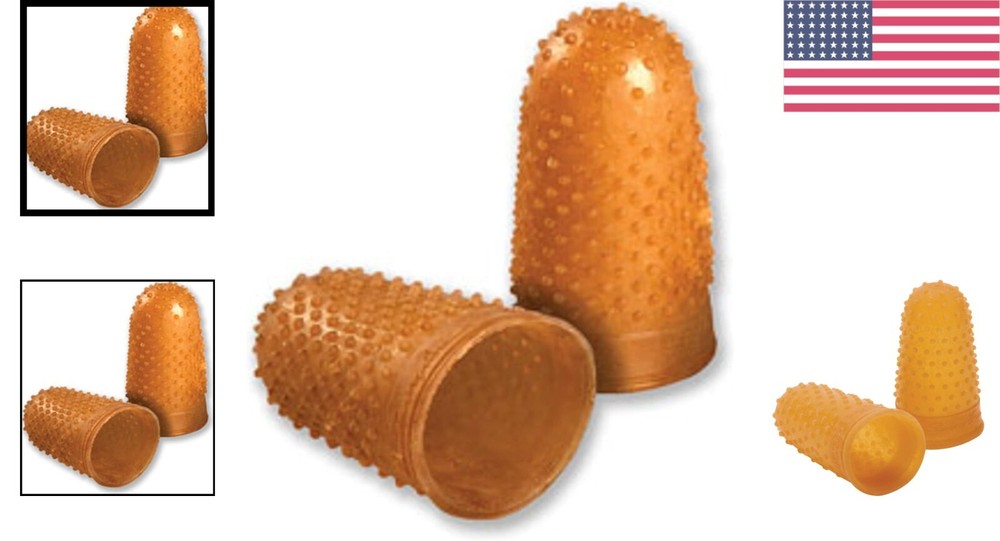 Extra Thick Rubber Finger Tips - 12 Count, Amber, Medium/Large for Comfort