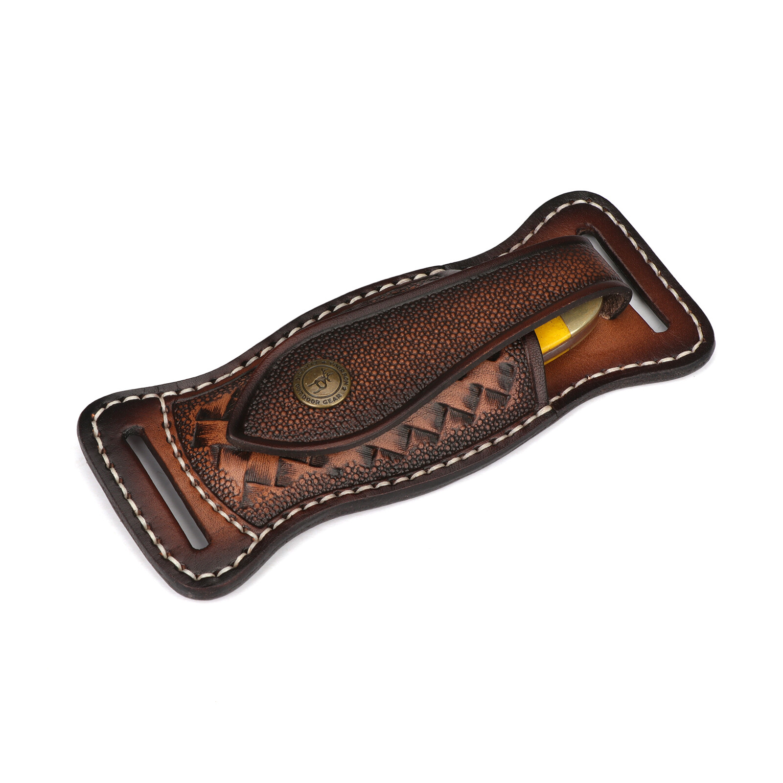 TOURBON Leather Folding Blade Knife Sheath Belt EDC Knives Cover Case Horizontal