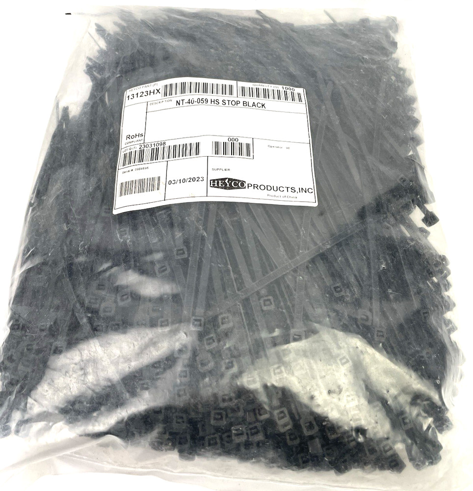Nytye Heat-Stabilized Nylon Cable Ties NT-40-059 HS STOP BLACK 6 inch 1000pc