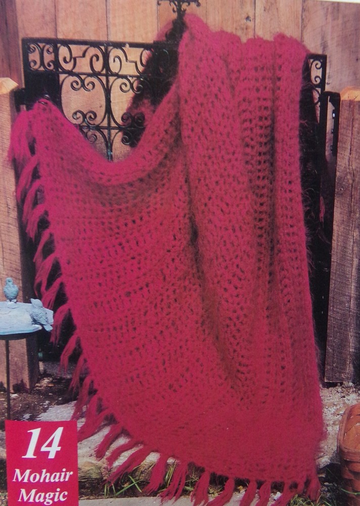 Mohair Magic, afghan ;   (#128-14) vintage crochet  pattern