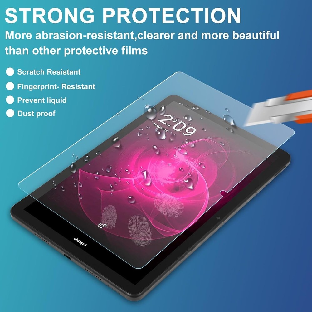(2 Pack) For T-Mobile Revvl Tab 2 Screen Protector Tempered Glass Case Friendly