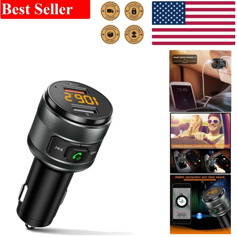 High-Fidelity Bluetooth Car FM Transmitter with Multi-Safety Protection Features