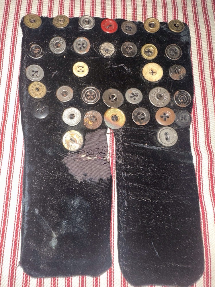 Antique Early Velvet Button Trousers Sampler