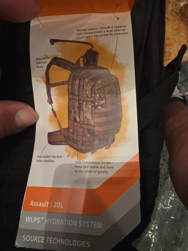 Source Tactical Assault 20L Cargo Pack with 3L Hydration System Black