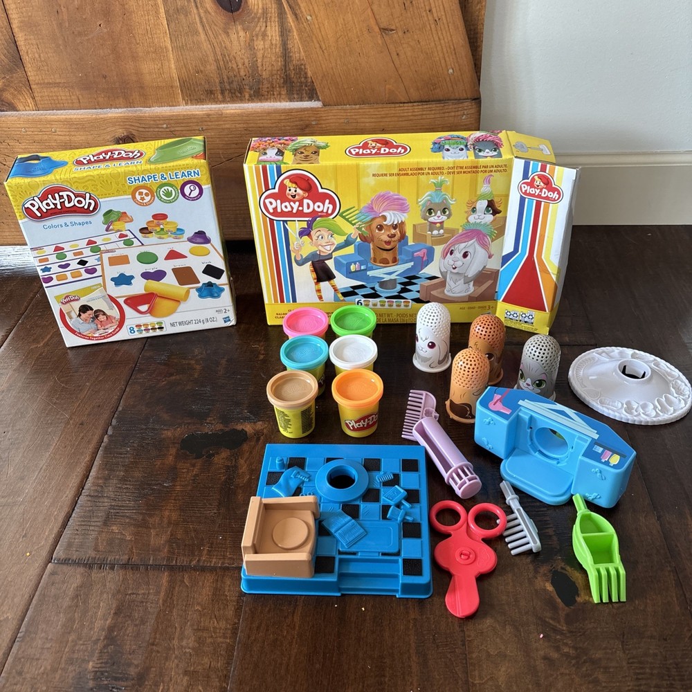 Play Doh Sets 2x Shape And Learn Classic Pet Salon Open
