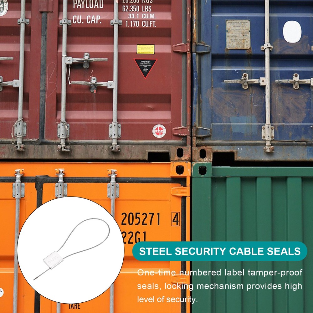 100Pcs Security Cable Seals 13" Numbered Tamper Proof Seal Self Locking White