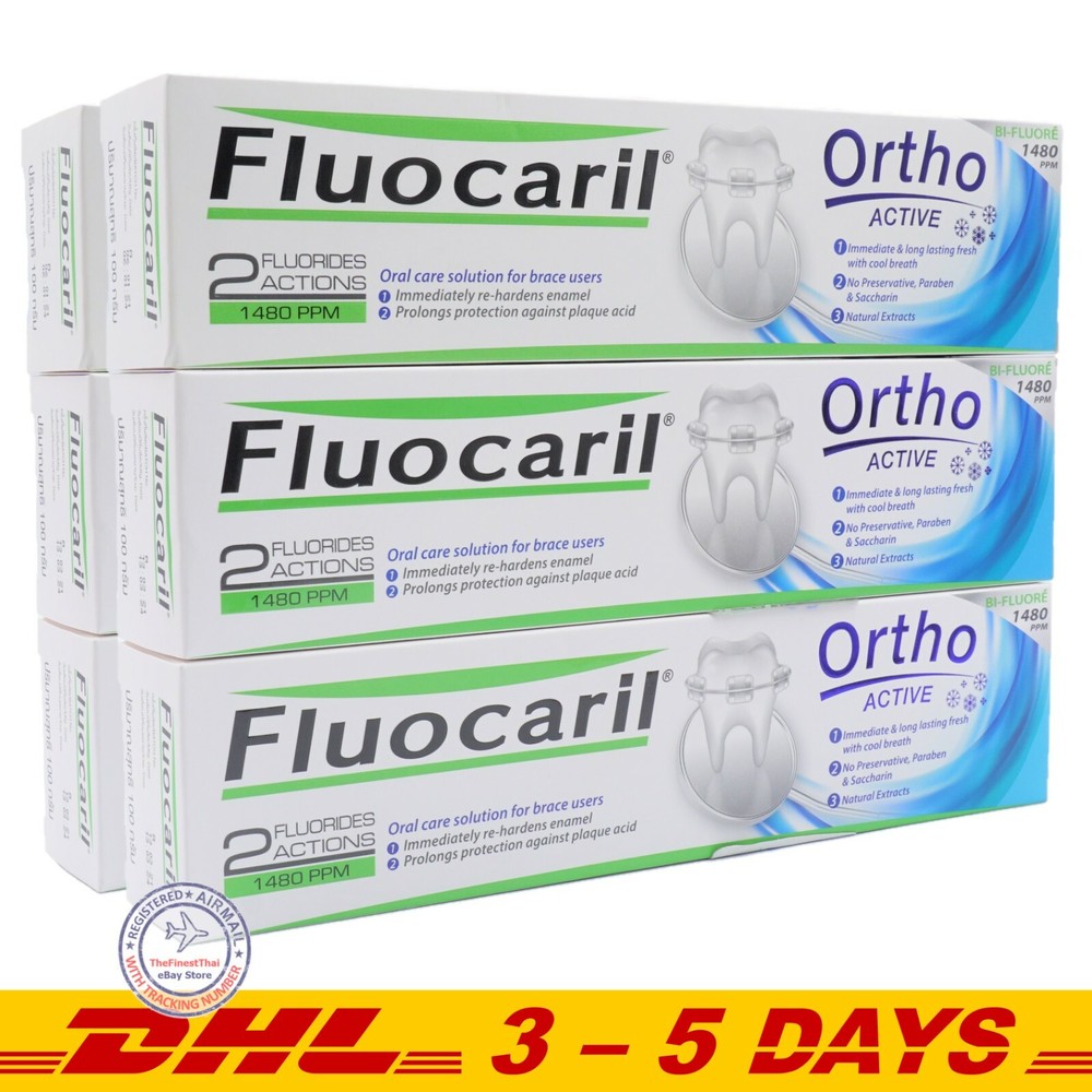 Fluocaril Ortho Active Toothpaste - 2 Fluorides Action : 100 g x 6