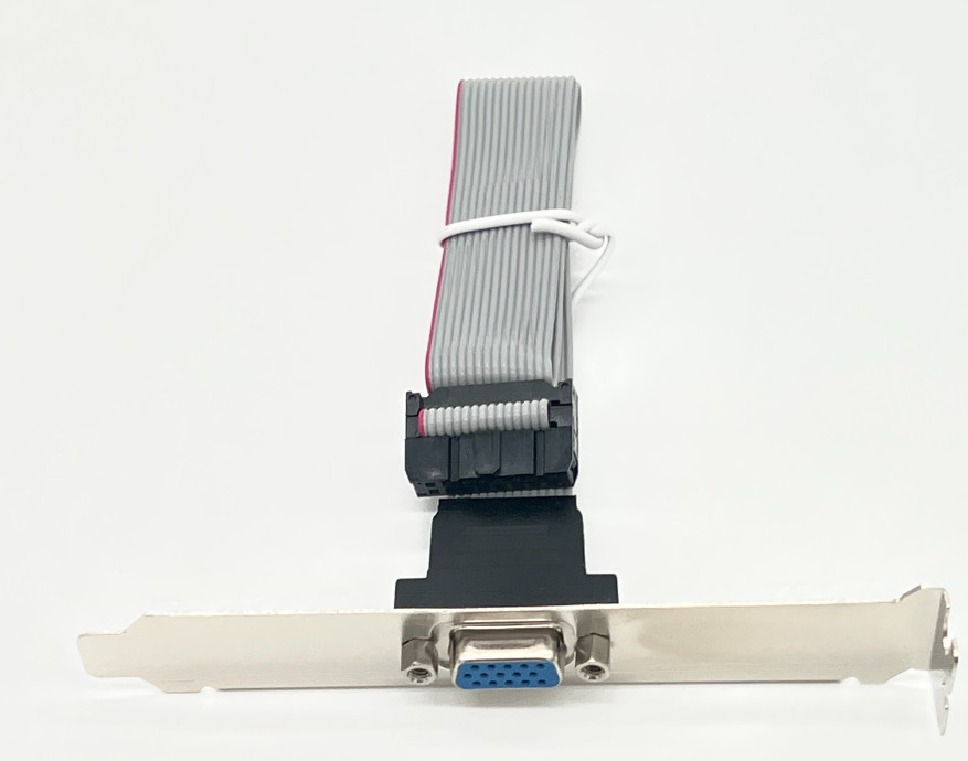VGA Port HD15F Adapter to IDC16 12 Inch with Bracket Ribbon Cable Connector
