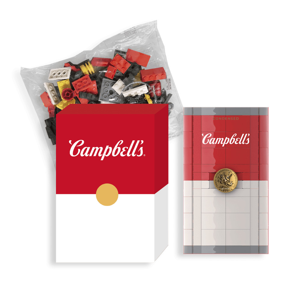 Campbell Building Brick Box, Custom Multicolor Building Blocks with 2 Cans