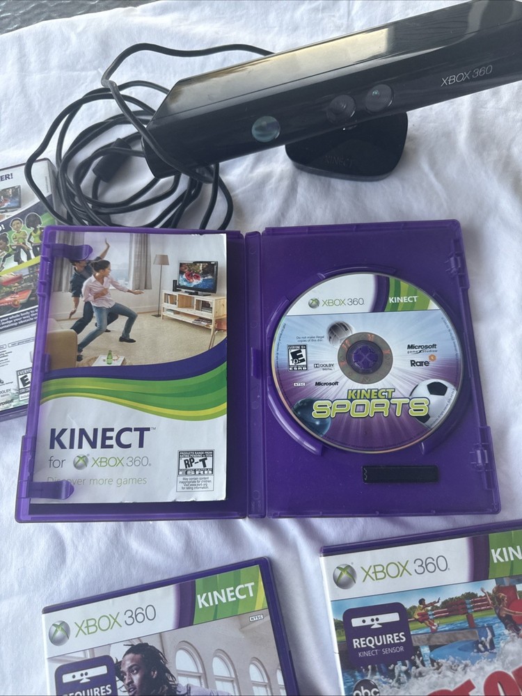 Microsoft Xbox 360 Kinect Connect Motion Sensor Bar W/ 4 Games!