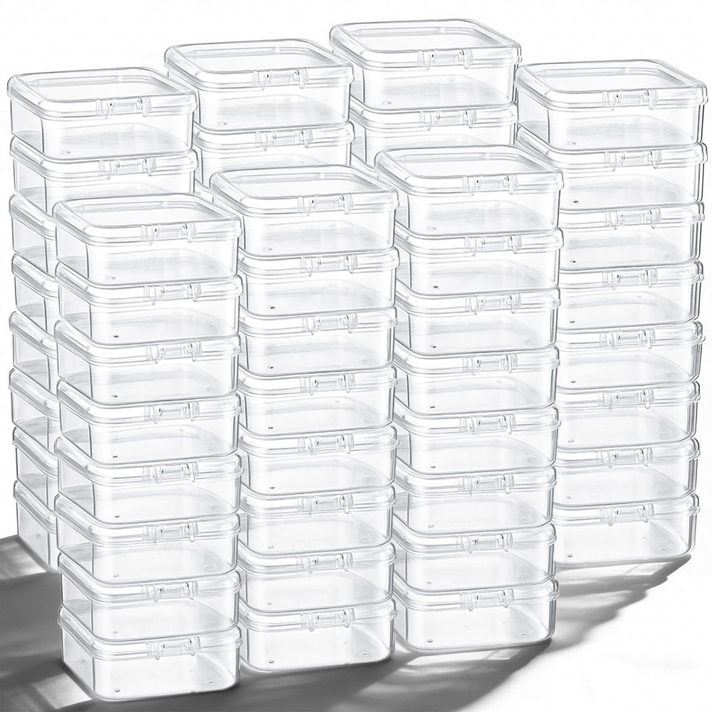 120 Pcs Clear Plastic Beads Storage Containers Box Mini Sizes Rectangular Box...