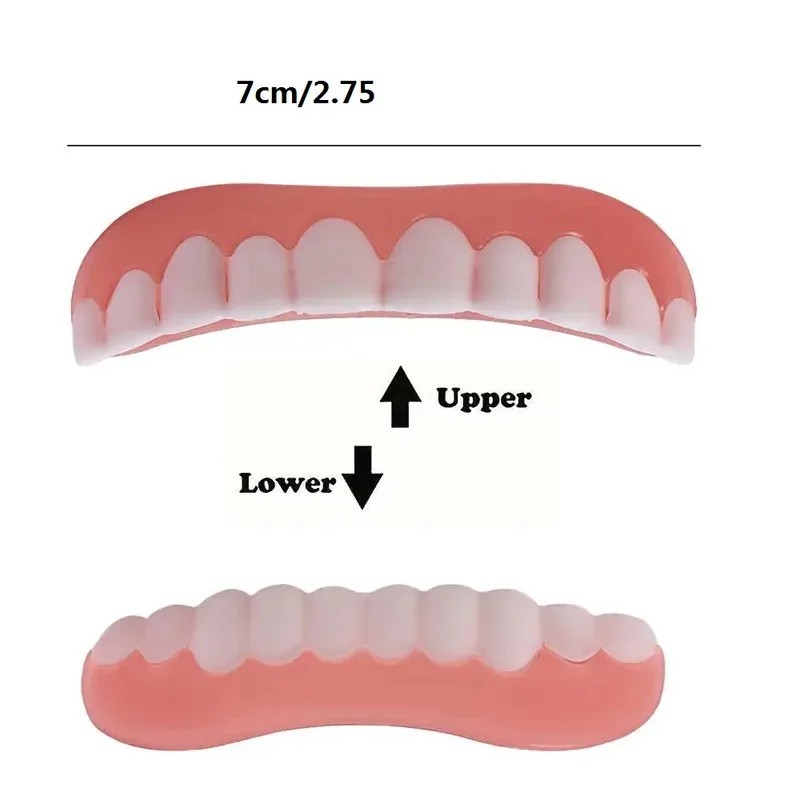 Silicone False Teeth Upper & Lower Smile Dental Veneers Dentures False Tooth**