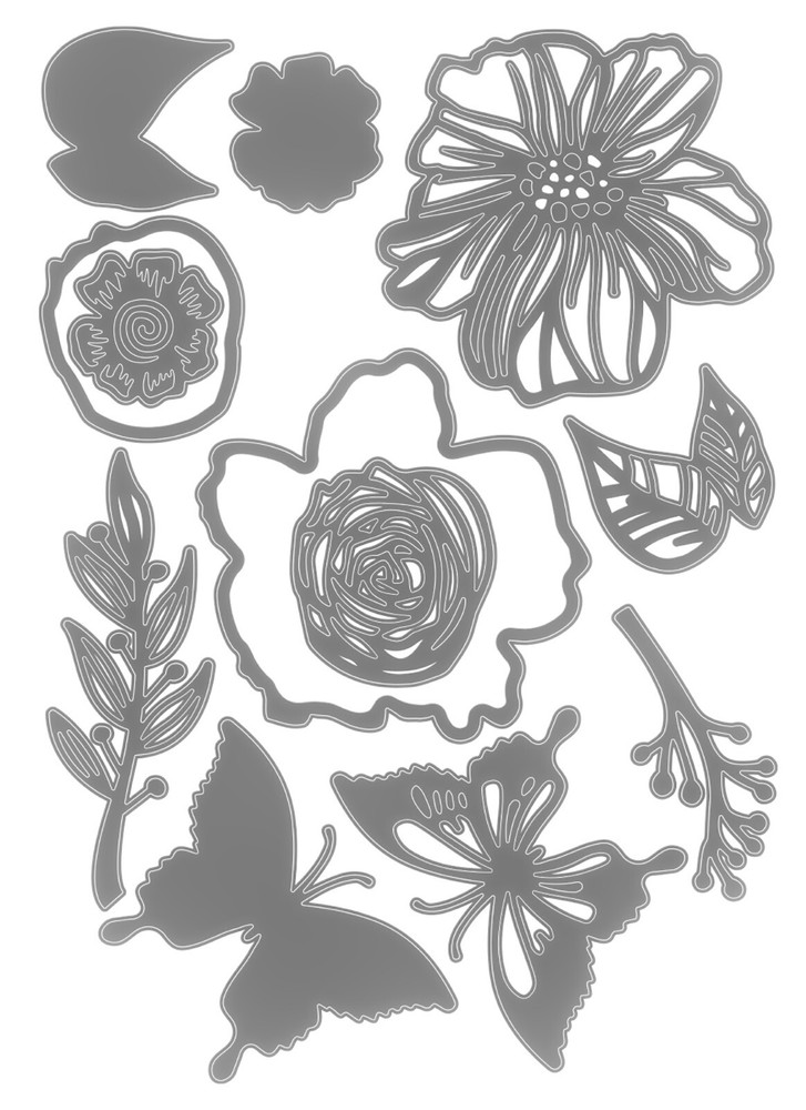 Sizzix Thinlits 12pc set - Fine Line Flowers #666117 Retail $20.99 by Jess Slack